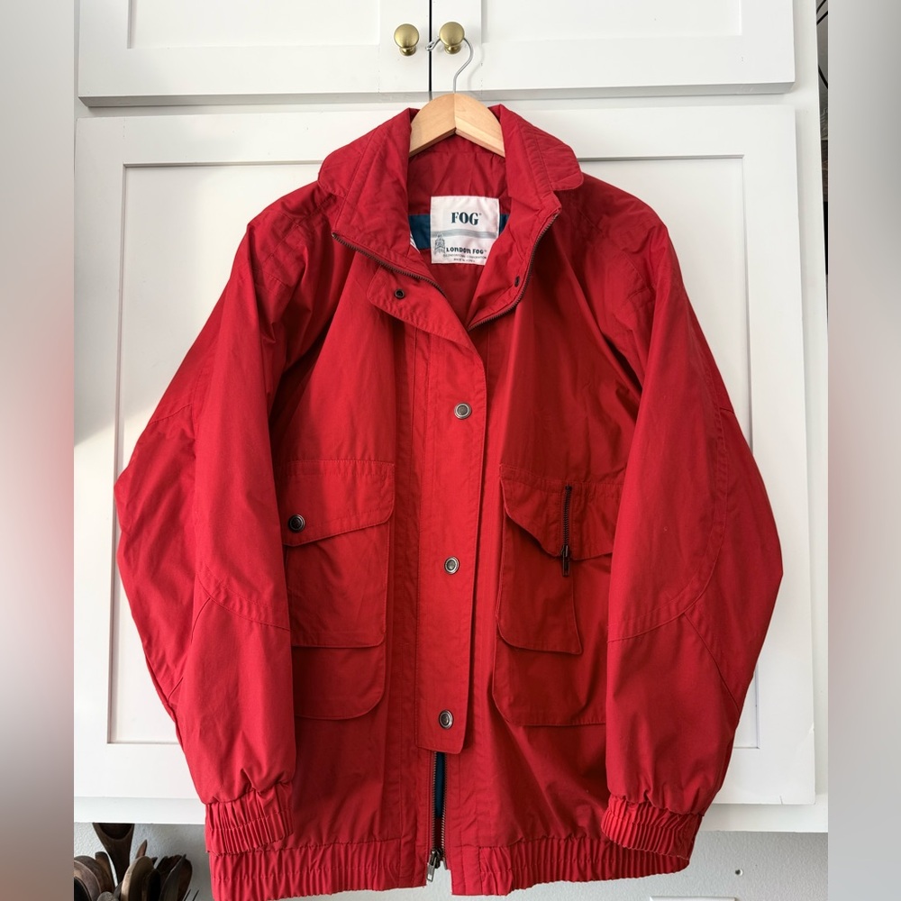 Vintage London Fog Red Utility Jacket M | 80s 90s Lined Windbreaker
